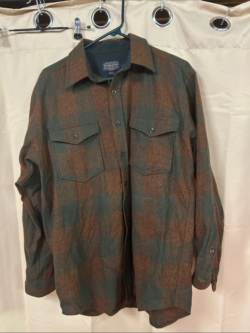 Pendleton Brown & Green Plaid Wool flannel